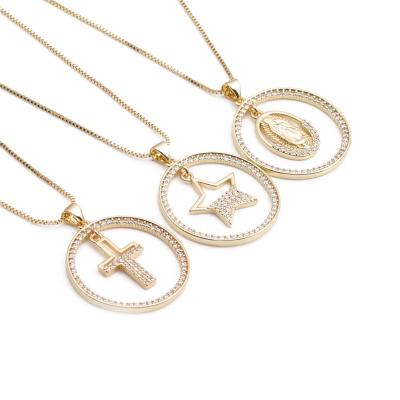 China CLASSIC Custom Star Pendant Necklace For Women Gold Plated Jewelry Necklace Maria Cross Necklace for sale