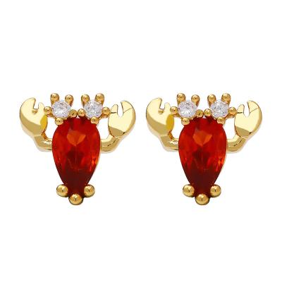 China Cute Ocean CLASSIC Wholesale Minimalist Animal Zircon Charm Earrings Jewelry Making Women Charms Earring 18K Gold Plated Crystal for sale