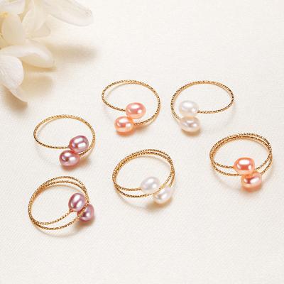 China Wholesale Cute New Design Fashionable Copper Jewelry Open Pearl Adjustable Ring For Women Wedding for sale