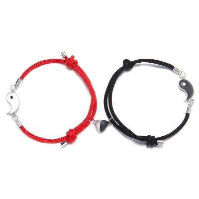 China New Love CLASSIC Fashionable Luxury Creative Pendant Magnetic Buckle Jewelry 2pcs/Set Attract Couples Yin Yang Bracelet for sale