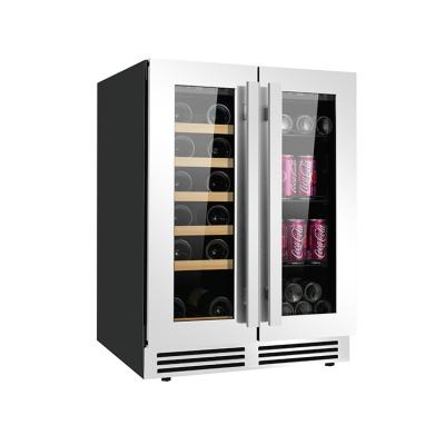 China Full Black Glass Hotel Socket Freezer Cabinet Wine Freezer Sale Fridge Cellar Electric Wine Cooler or SS 115L Fridge for sale