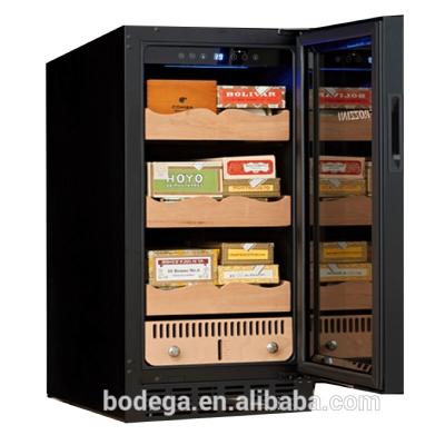 China Full Black Glass or S/S Private Exclusive Electric Cigar Humidor Cabinet Mini Cigar Humidor Cabinet Bodega for sale