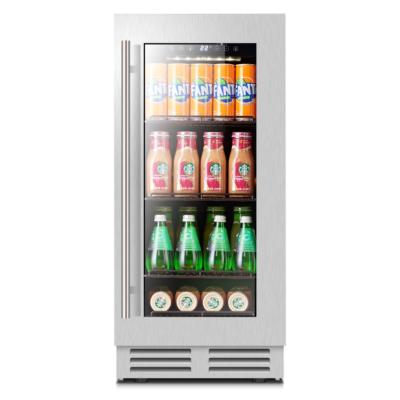 China Full black or S/S glass 85 liters beverage supplier professional zone custom one liquor bar fridge raching for Bodega for sale