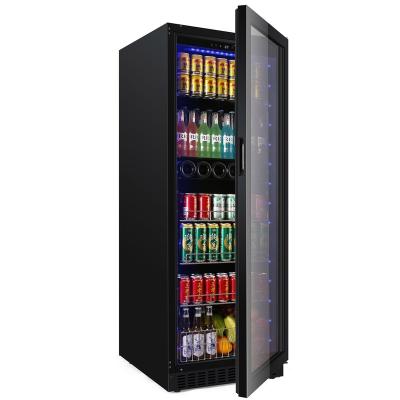 China Full Glass Bar Beer or Cola LED Commercial Cooler Compressor Black LED S/S Electric Fridge for sale