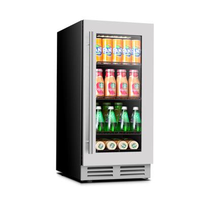 China New Modern Steel Cooler or Freestanding Beverage Cooler Full Black Glass or S/S 85L Integrated Bottle Design for sale