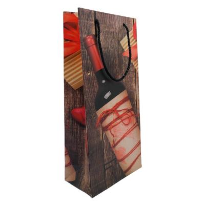 China Recyclable Portable Reusable Sublimation Bag Wine Carrier Custom Logo Wine Bottle Bag With Handle for sale