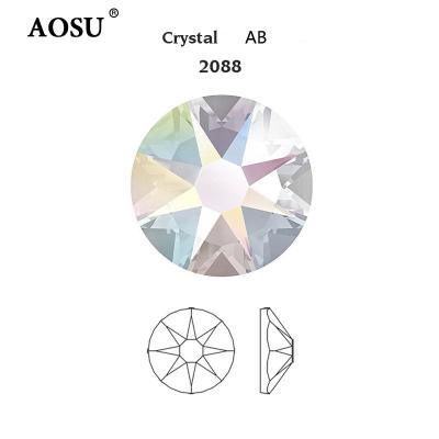 China AOSU Flatback Factory Hot Sale 16 Cut Faceted SS6 8 10 16 Crystal Rhinestone Glass AB Rhinestone Flatback For Nail Art Decoration for sale