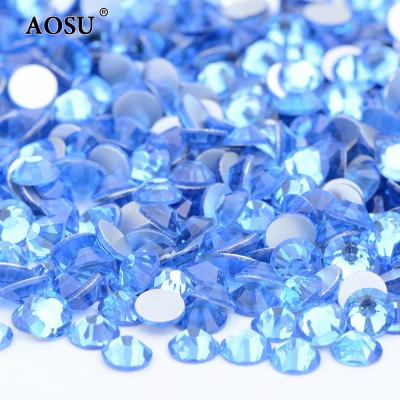 China Light Sapphire Glass Stones Non Hotfix Strass Flatback Crystal Rhinestone For Decoration from Flatback AOSU wholesale SS8 SS10 SS16 SS20 for sale