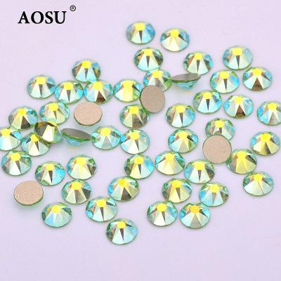 China Round 16 16 Facet Cut Rhinestones AOSU SS6-SS40 Glass Flatback Fake Stones Wholesale Loose Glass Crystals 8 Big 8 Small Non Hotfix Stones for sale