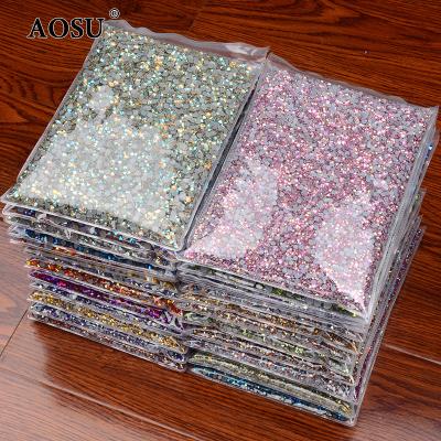 China Wholesale SS5 6 Flatback AOSU Luxury 8 10 16 Flatback Crystals Iron On Rhinestone Pattern Pack Glass Hotfix Rhinestone Big For Dress for sale