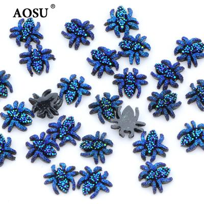 China Flatback AOSU Shape 13*14mm Glitter Rhinestone Gems Fancy Black AB Spider Crystals Diamond Resin Crystals Rhinestone For DIY Crafts for sale