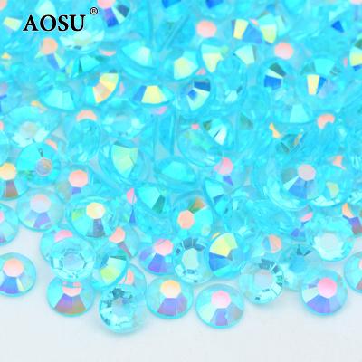 China Blue Green Resin 6mm Transparent Crystal Strass Jelly Flatback Rhinestone from Flatback AOSU 2mm 4mm ab for Dress Decoration for sale