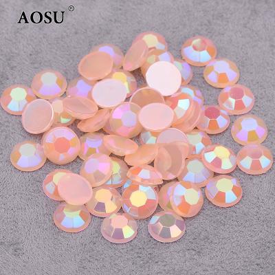 China Jelly Round Rhinestones AOSU 6 7 8 mm Acrylic Crystals Stone Glue On Strass Jelly ab Crystal Rhinestones For DIY color for sale