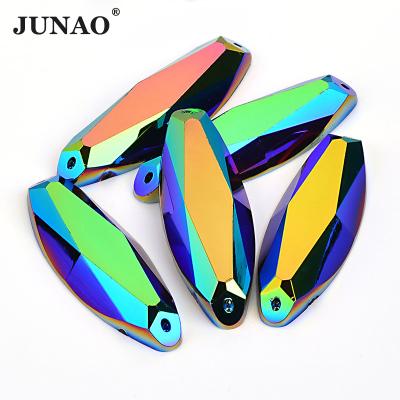 China Good Flatback AOSU Large Price 20*58mm Stones 50pcs Oval Acrylic Sewing Stones Decorate Crystal With Hole For DIY for sale