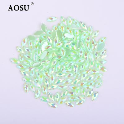 China AOSU 3*6mm 4*8mm Flatback Nail Art Rhinestones 10000pcs Jelly Crystals Acrylic Flatback Horse Eye Diamonds For Nail Salon for sale