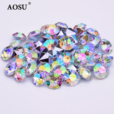 China Fashion 1.5mm-12mm Diamond Rhinestones Non Hotfix Crystal Round Pointback AOSU ab Stone Pointback Acrylic Rhinestones For Dress for sale