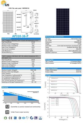 Chine 72 module photovoltaïque poly 310W polycristallin, 315W, 320W, 325W, 330W, 335W, de panneau solaire des cellules 36V énergie 340W solaire à vendre