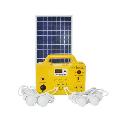 China Poder casero y al aire libre del teléfono que carga el cargador del banco de la energía solar del reproductor Mp3 20W de la radio de FM, equipo de iluminación solar SG1220 en venta