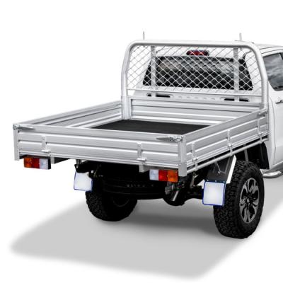 China Aluminum Fox Cover Industry Customized Aluminum Tray Body Anodized Silver Aluminum Ute Tray for Hilux Extra Cab for sale