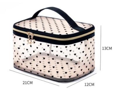 China Fashion Hot Selling Pointed Heart Mesh Handbag Toiletry Bag Logo Customize Travel Cosmetic POUCH Cube Bag Gym Set Bag for sale