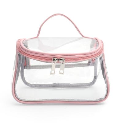 China Hot Selling Fashion Large Clear Logo Waterproof Clear Cosmetic Zipper Bag Customize Travel Transparent TPU Clear POUCH for sale