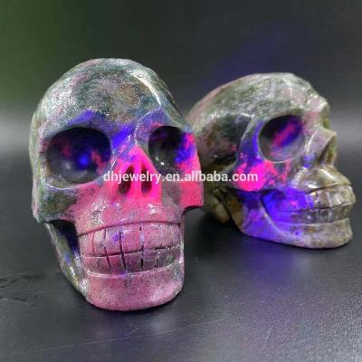 China China Crystal Skulls Reiki Gemstone Skulls Natural Wholesale Crystal Crafts Ruby Kyanite Skulls for Healing for sale