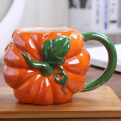 China Funny Pumpkin Cup Sustainable 3d Mug Halloween Ceramic Coffee Mugs Milk Water Mug Gift For Kids for sale