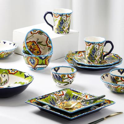 China Sustainable Wholesale Handmade High Quality Ceramic Durable Drinking Tableware Set for sale