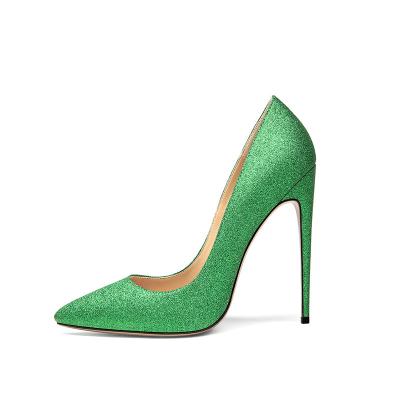 China Fashion Slipper China Factory High Quality Stiletto High Heel Led Toe Sexy Glitter Party Pumps For Women for sale