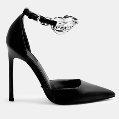 China Lady Sexy Lit High Heel Shoes Led Toe Women Pumps Crystal Chain Ankle Strap Pencil High Heel Shoes for sale