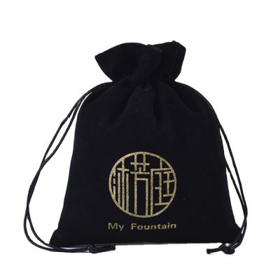 China Fashion Flannel Fiber Bag Velvet Bag Personalized Custom Handled Flocking Drawstring Bag Gift Packaging for sale