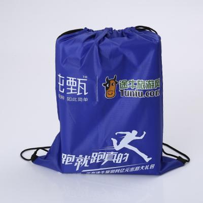 China Custom Nylon Drawstring Backpack Gym Rope Handle Advertising Logo Polyester Waterproof Bag for sale