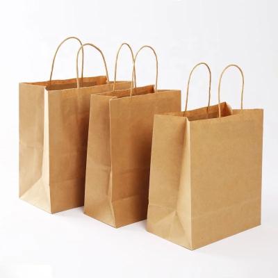 China OEM Custom Size Eco - Friendly Recycled Brown Paper Bag Handled Bag Craft With Handle for sale