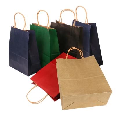 China Wholesale Custom Cheap Brown Handled Logo Color Design Paper Sack Kraft Paper Bag Handle for sale