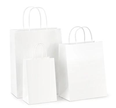 China Cheap wholesale custom paper brown bag handled white color 130g size kraft paper for sale