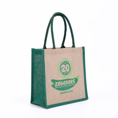 China Custom Design Handled Recycled Burlap Bag Eco Friendly Logo Printed Customizable Hemp Shopping Bag Jute Bag for sale