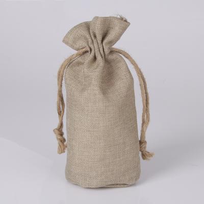 China High Quality Recycled Drawstring Handled Custom Plain Jute Sack With Round Bottom for sale