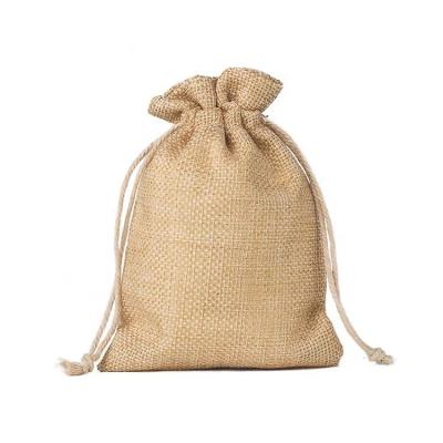 China Wholesale Eco-Friendly Recycled Custom Logo Handled Printed Coffee Hessian Small Burlap Drawstring Bag for sale