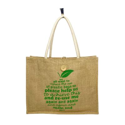 China Hot Sale Custom Durable Jute Bag Handled Shopping Tote for sale