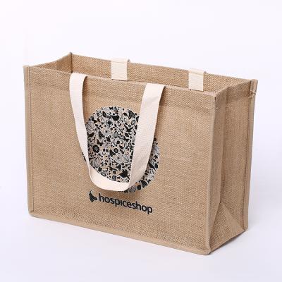 China High Quality Recycled Handled Hessian Custom Jute Sack Shopping Tote With Handle for sale