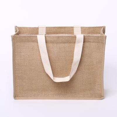 China High Quality Recycled Reusable Handled Hessian Jute Custom Shopping Bag Printed for sale