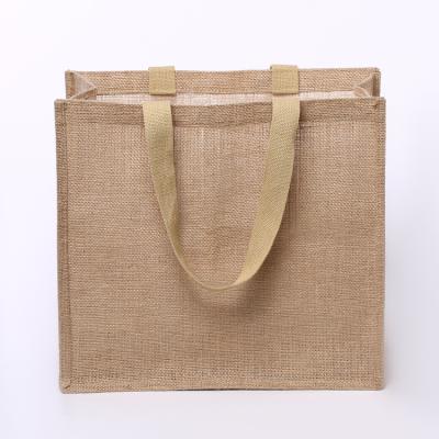 China High Quality Eco - Friendly Reusable Handled Custom Design Recycled Jute Tote Bag for sale