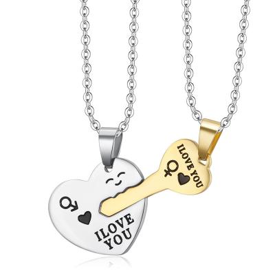 China Romantic Popular Love You Forever Key Lock Puzzles Heart Shaped Necklace Valentine's Day Gifts For Lover Necklace Jewelry for sale