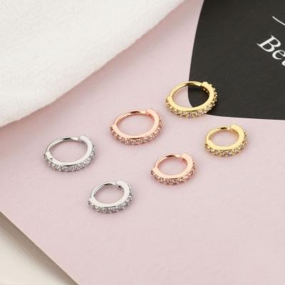 China FASHIONABLE Gold Zircon Sting Jewelry Opening Ring Ear Bone Nail Shiny Zircon Nose Needle Copper Inlaid Nose Ring for sale