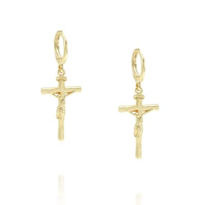 China CLASSIC religion cross earrings for men 18K gold earrings women hot sale fashionable 925 silver earrings for sale