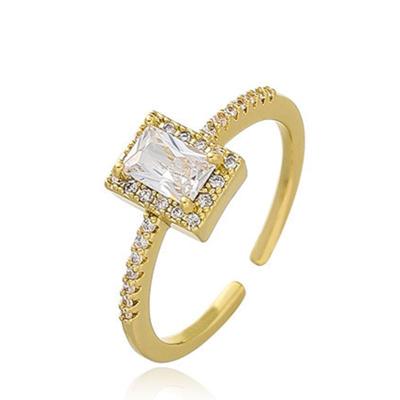 China Other Square Ring Engagement Ring Adjustable Jewelry Classic Ring Gold Plated for sale