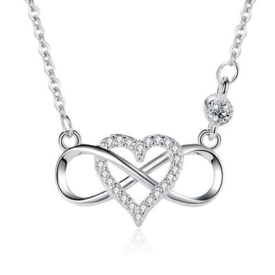 China FASHIONABLE Wedding 925 Women Silver Pendant Necklace Rose Gold Valentine's Day Gift Heart Necklace for sale