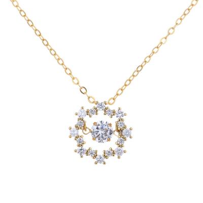 China FASHIONABLE Zircon Round Shape Necklace Dancing 925 Sterling Silver Snowflake Pendant Necklaces Women Jewelry for sale