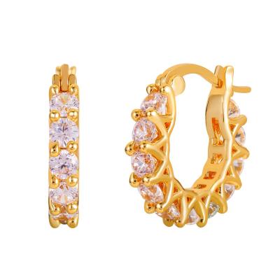 China 2021 TRENDY newest design fashion style for women Zircon stone gold circle earring jewelry for sale