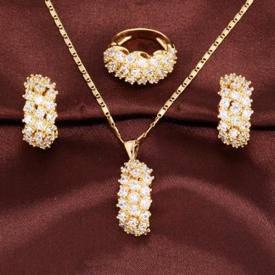 China Popular Classic Style Jewelry Set Dubai Earring Ring Necklace Jewelry Set for sale